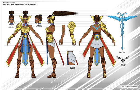 Fanart: Promethea in Marvel Rivals, Orthographic sheet