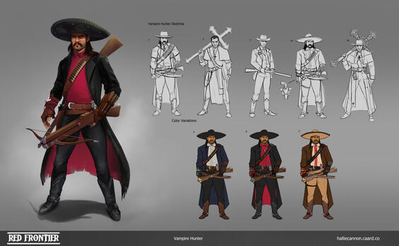 Vampire Hunter Cowboy Exploration Sketches + Render